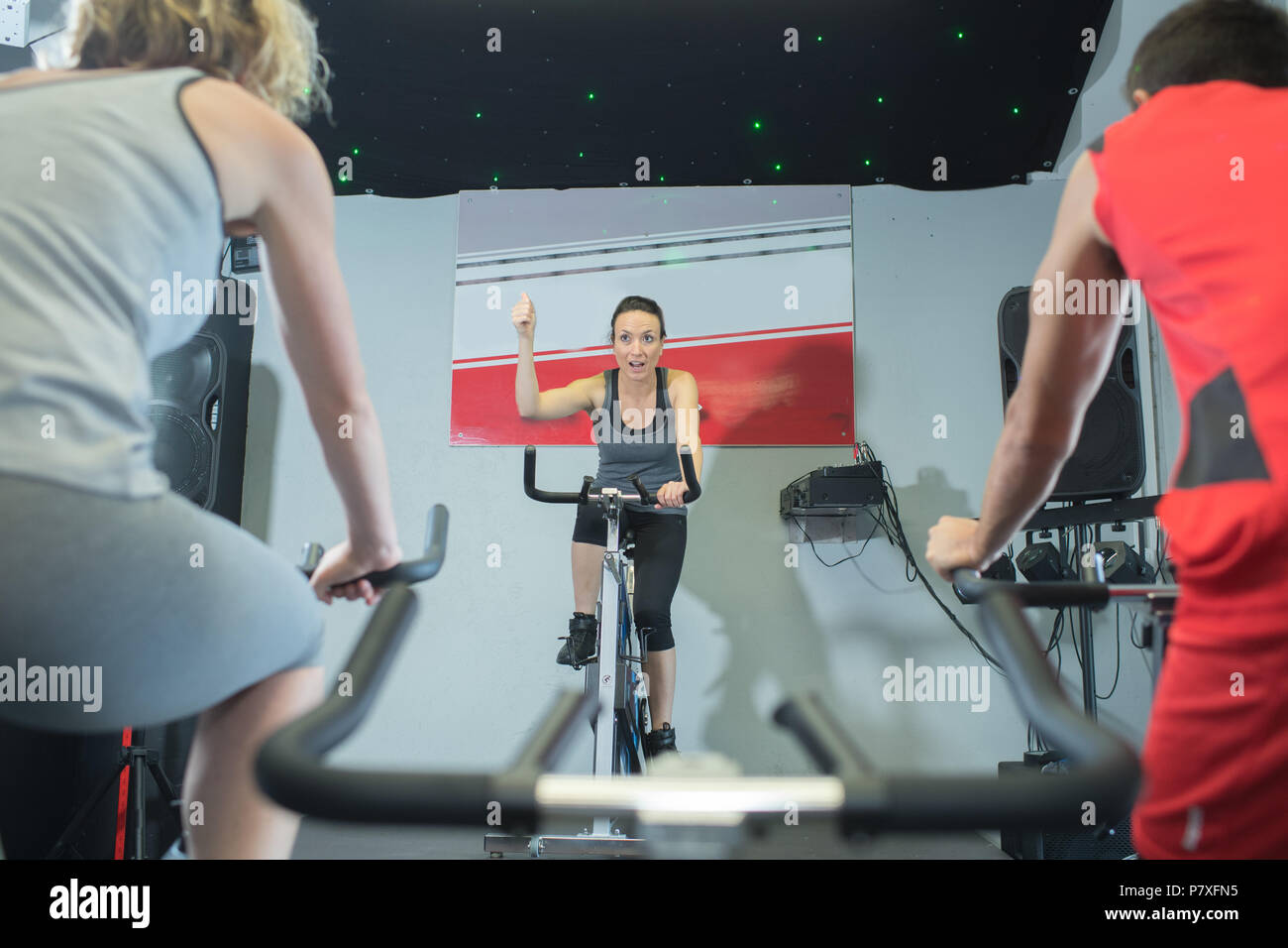 fit people in a spin class at the gym Stock Photo - Alamy