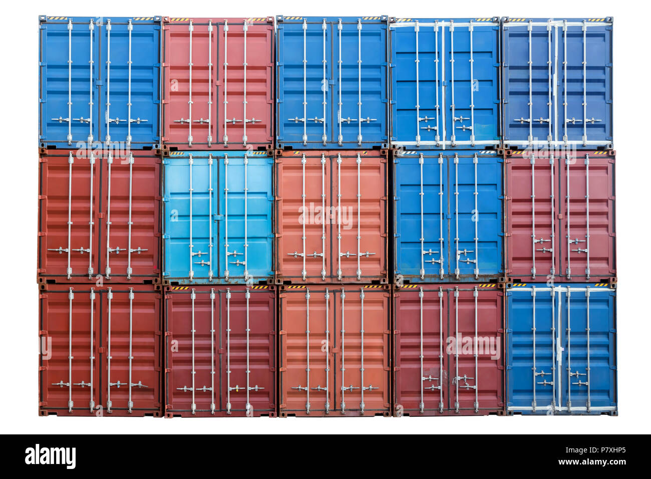 Blue and red Shipping Cargo ship business Container import and export company for Logistics and Transportation on White Background. Smart Industry con Stock Photo