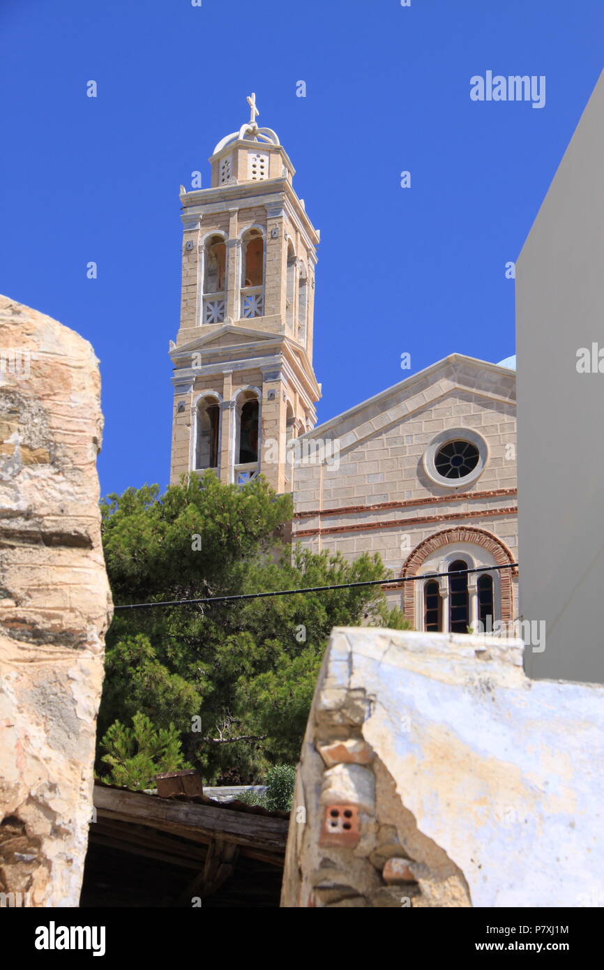 View of Anastasi Church in Ano Syros, Syros Island, South Aegean Sea, GREECE, PETER GRANT Stock Photo
