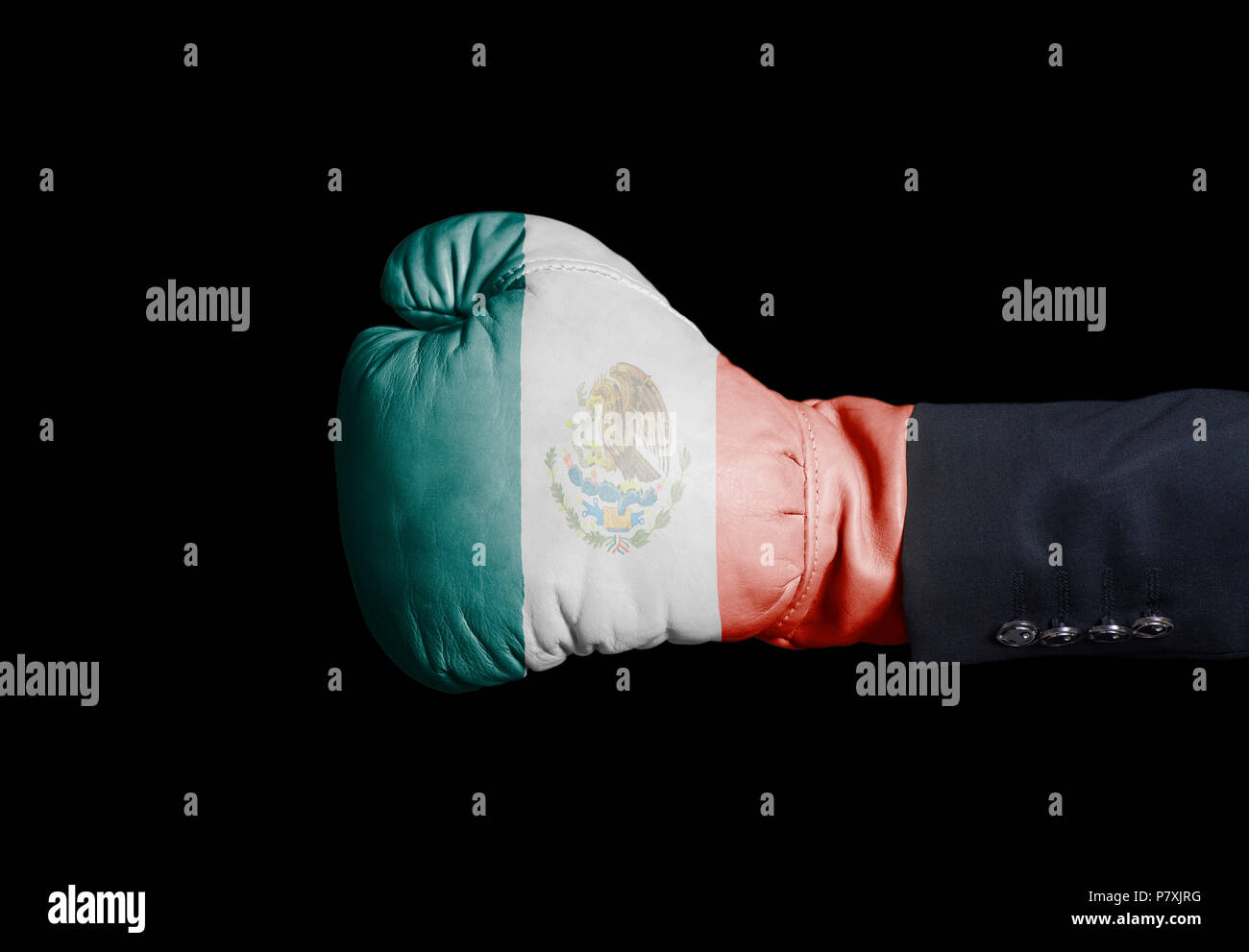 Male hand in Boxing glove with Mexico Flag on black Stock Photo Alamy