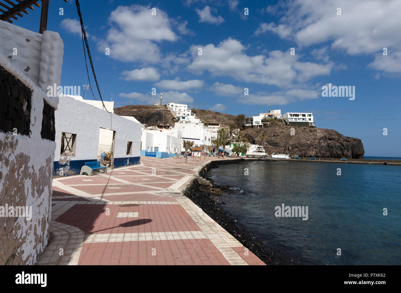Las Playitas, Fuerteventura, Canary Islands, Spain: May 17, 2018: The view  of a deserted old town in Las Playitas resort with a beachfront promeande  Stock Photo - Alamy