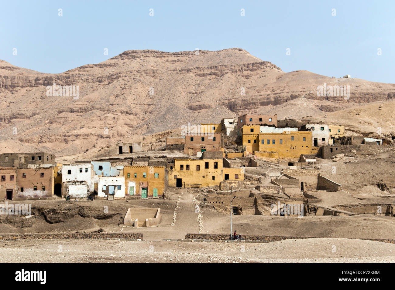 Modern Egyptian houses built over the ruins of Deir elMedina, the