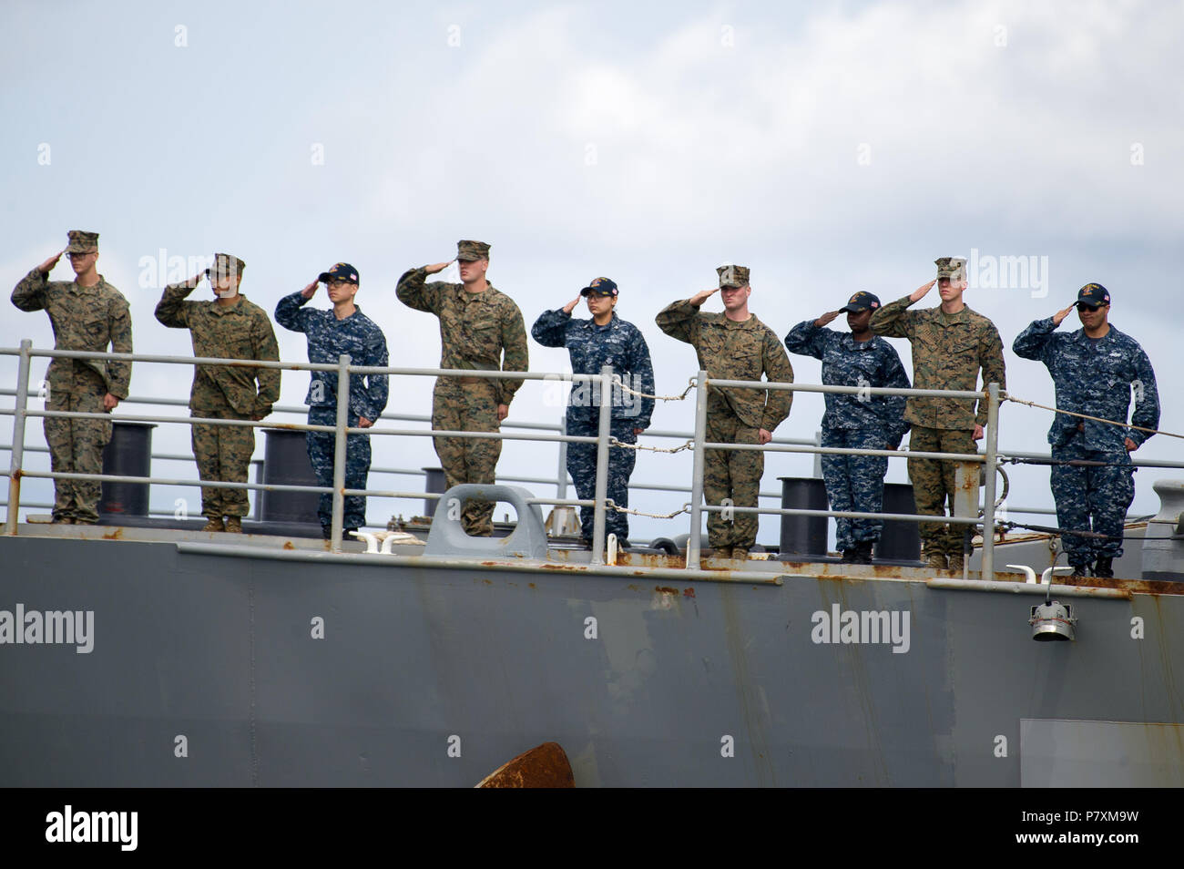 American Harpers Ferry-class dock landing ship USS Oak Hill (LSD-51) during Naval Parade to celebrate 100th annversary of Polish Navy in Gdynia, Polan Stock Photo