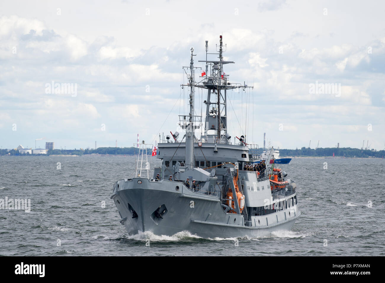 Polish Piast-class rescue-salvage ship ORP Lech 282 during Naval Parade to celebrate 100th annversary of Polish Navy in Gdynia, Poland. June 24th 2018 Stock Photo