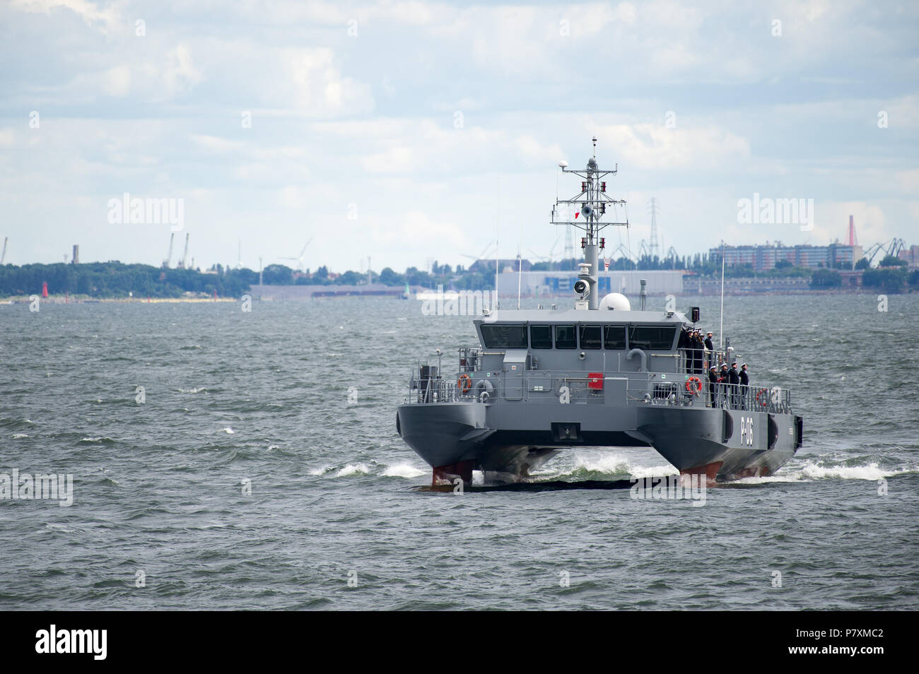 Skrunda-class patrol boat LVNS Cesis P06 during Naval Parade to celebrate 100th annversary of Polish Navy in Gdynia, Poland. June 24th 2018 © Wojciech Stock Photo