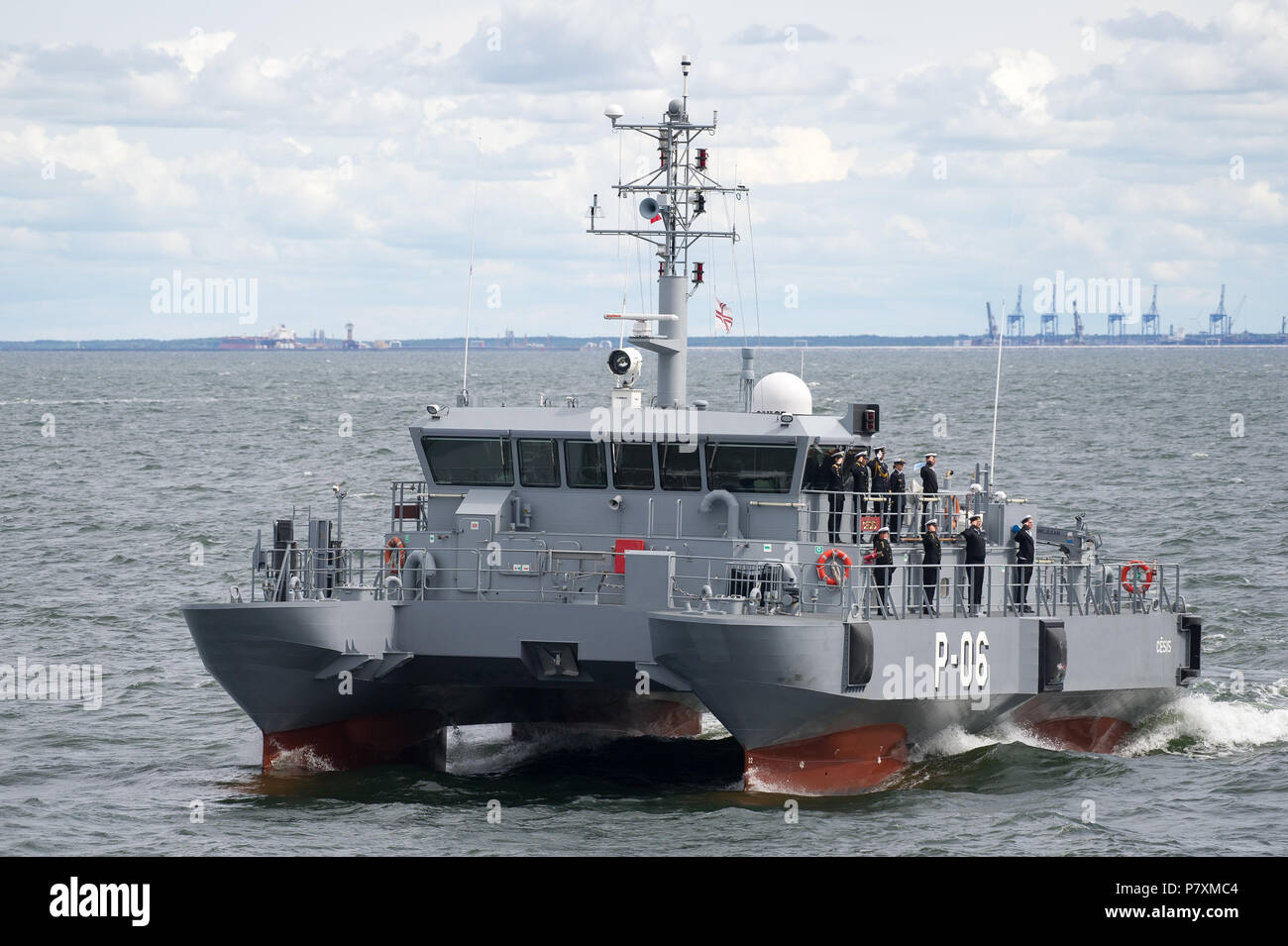 Skrunda-class patrol boat LVNS Cesis P06 during Naval Parade to celebrate 100th annversary of Polish Navy in Gdynia, Poland. June 24th 2018 © Wojciech Stock Photo