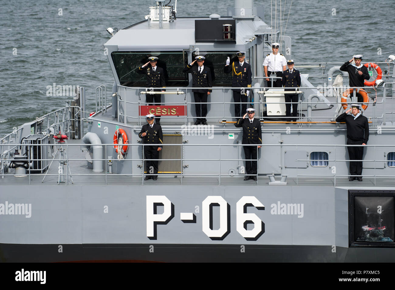 Skrunda-class patrol boat LVNS Cesis P06 during Naval Parade to celebrate 100th annversary of Polish Navy in Gdynia, Poland. June 24th 2018 © Wojciech Stock Photo