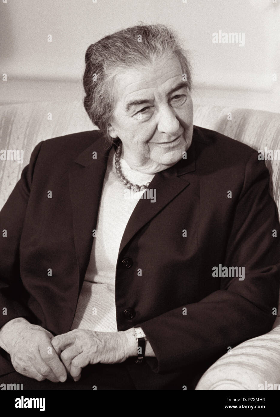 Israeli Prime Minister Golda Meir meeting in the Oval Office of the White House with President Richard M. Nixon on March 1, 1973. Stock Photo
