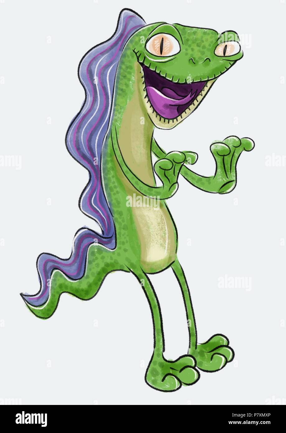 a cool happy newt character illustration Stock Photo