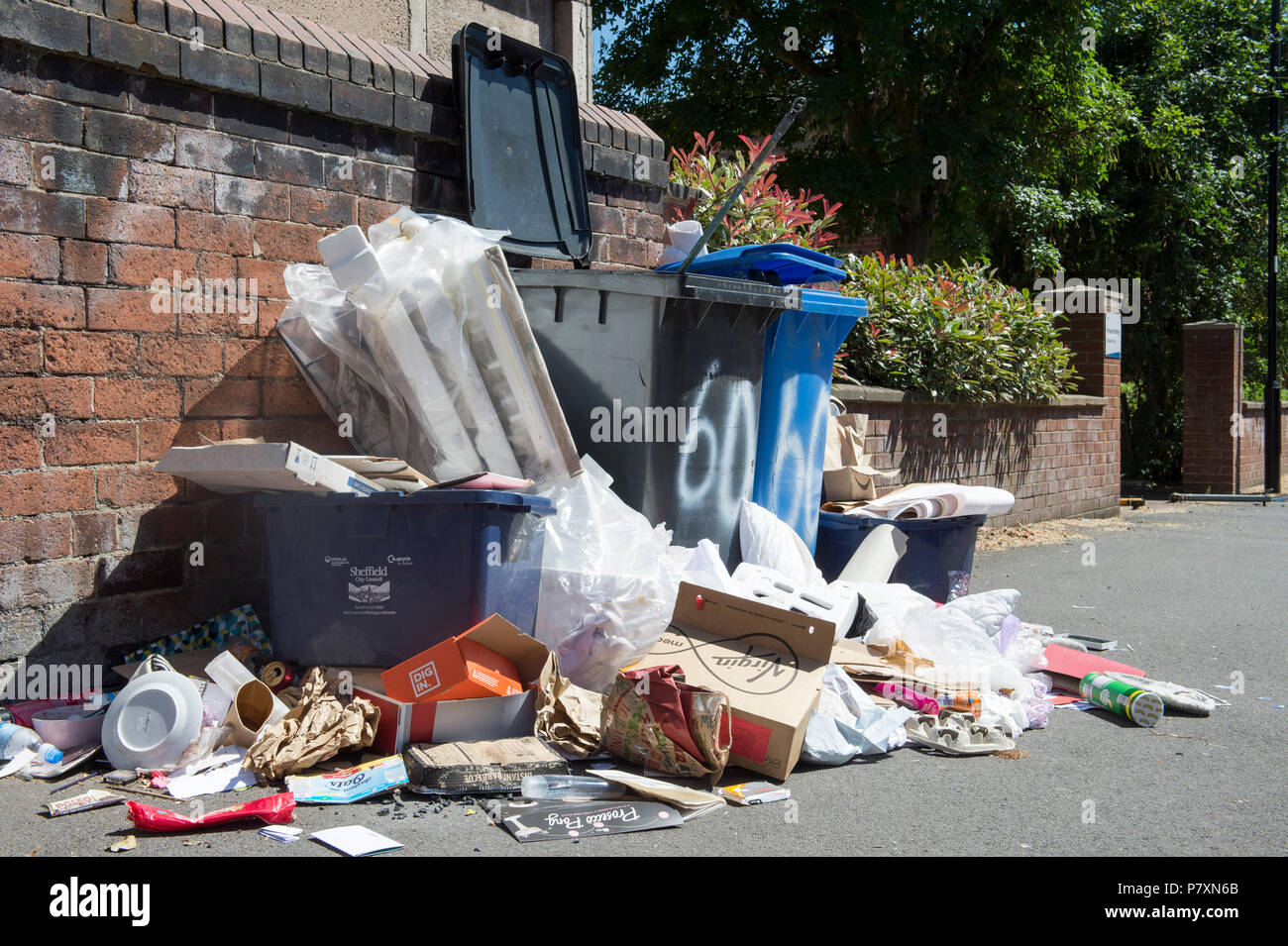 Rubbish left on the streets around Sheffields Highfields district in