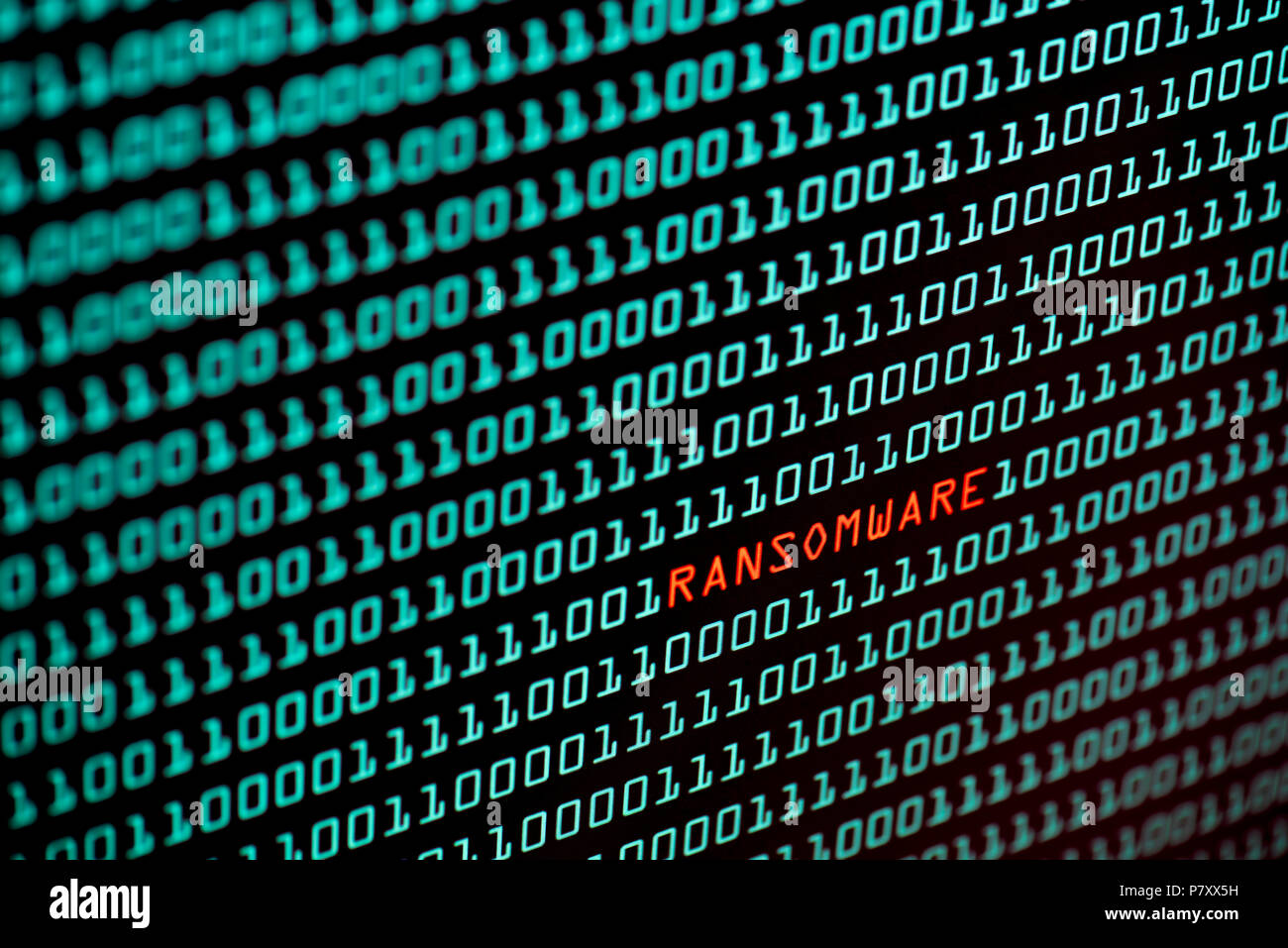 Ransomware or Wannacry text and binary code concept from the desktop  computer screen, selective focus, Security Technology concept, Internet  Hacker co Stock Photo - Alamy