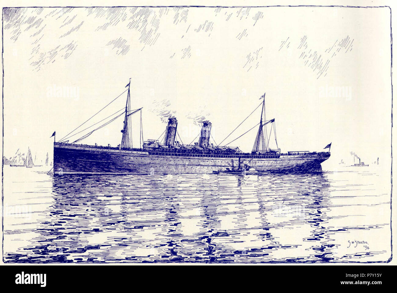English: St. Louis, 1895 transatlantic steamship. 1895 353 St. Louis (steamship 1895) 01 Stock Photo