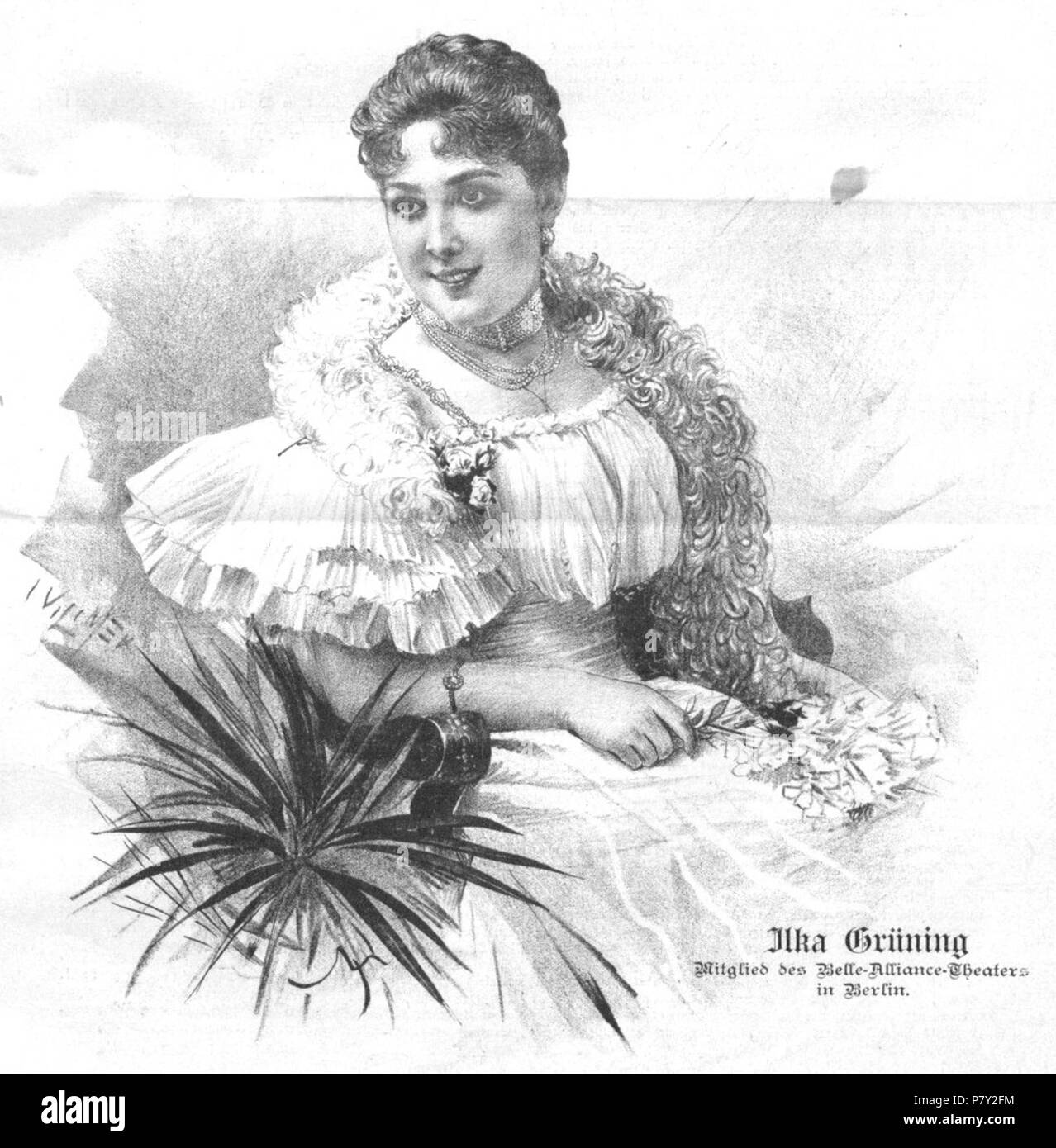English: Portrait of Ilka Grüning (1876-1964), Austrian-American actress. 1 March 1898 203 Ilka Gruening 1898 Vilimek Stock Photo