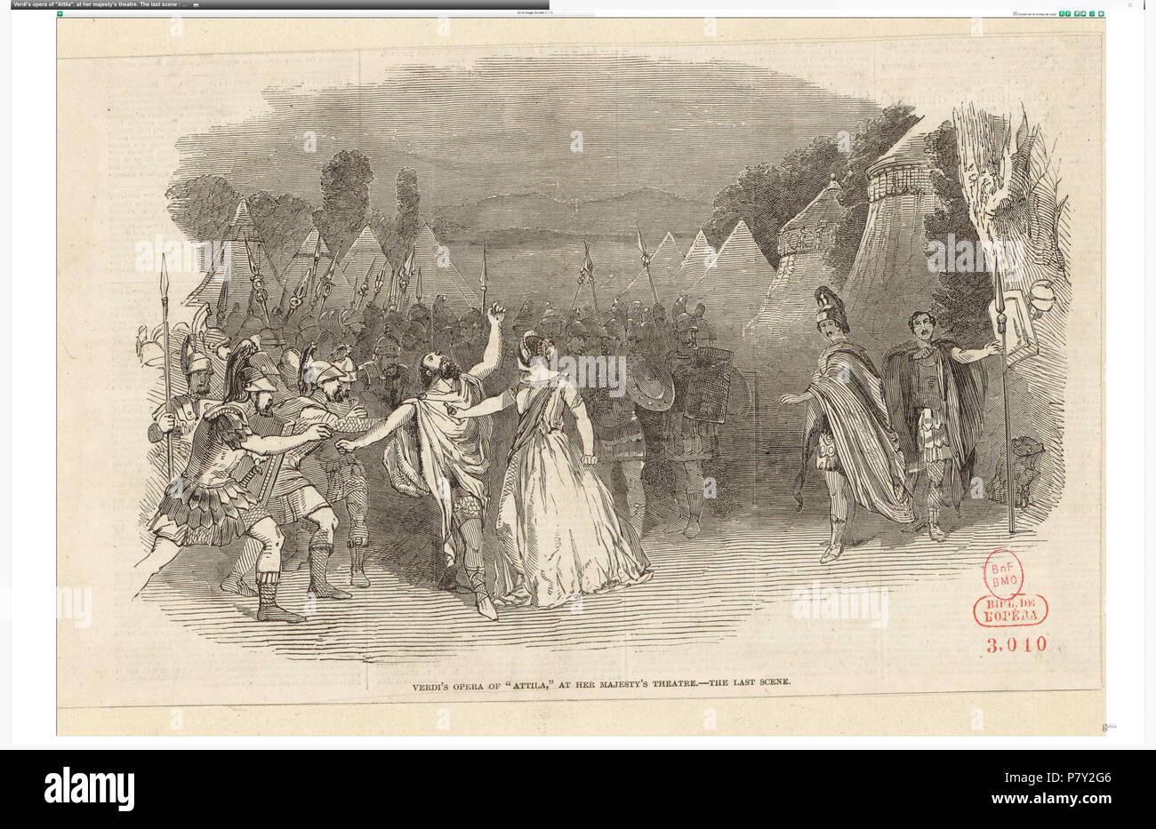 203 Illustrated London News - Giuseppe Verdi's Attila at Her Majesty's Theatre, London - Original Stock Photo