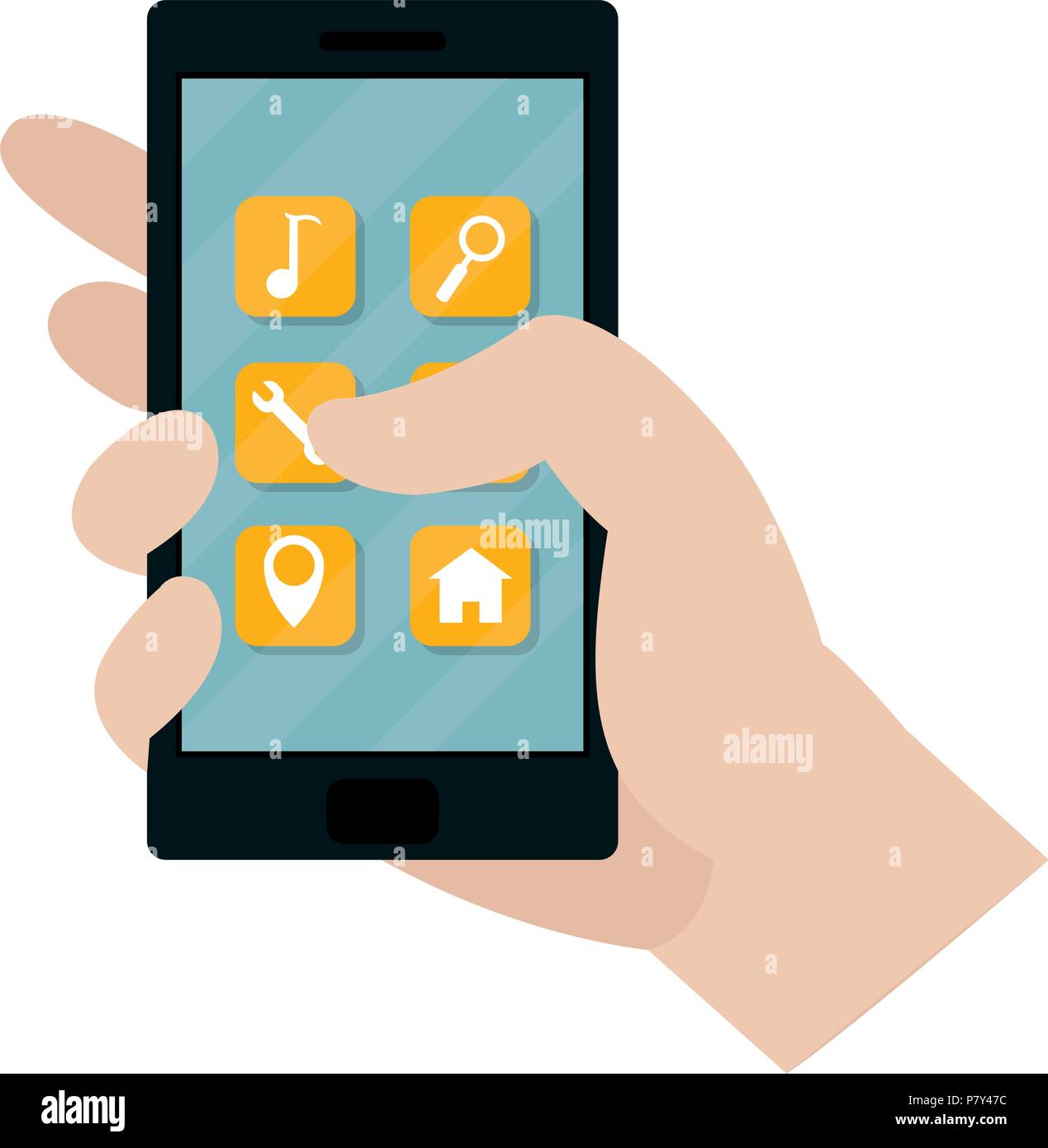 smartphone technology with digitals apps icon Stock Vector