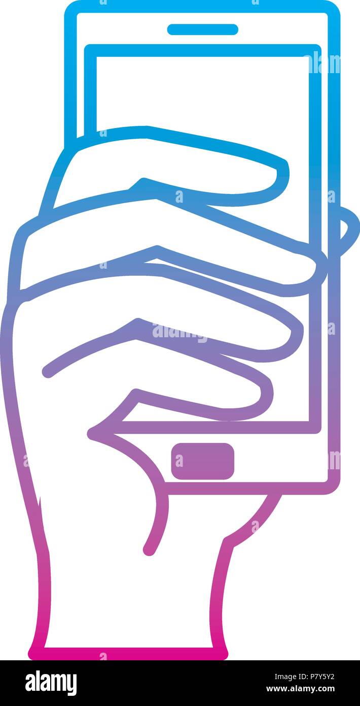 degraded line hand with electronic smartphone digital technology Stock ...