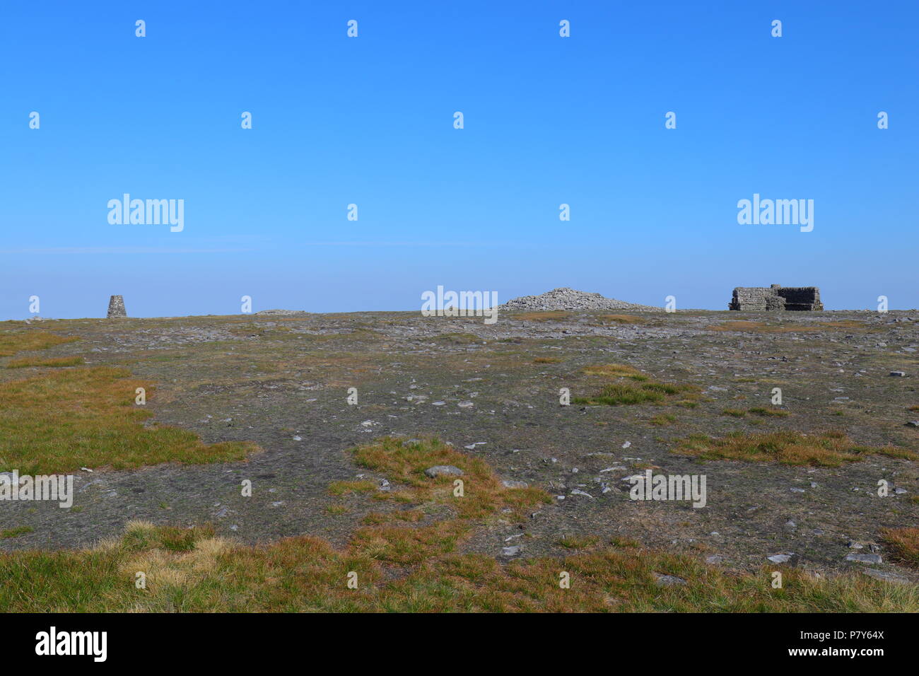The monument erected on Ingleborough Mountain Summit in the Yorkshire