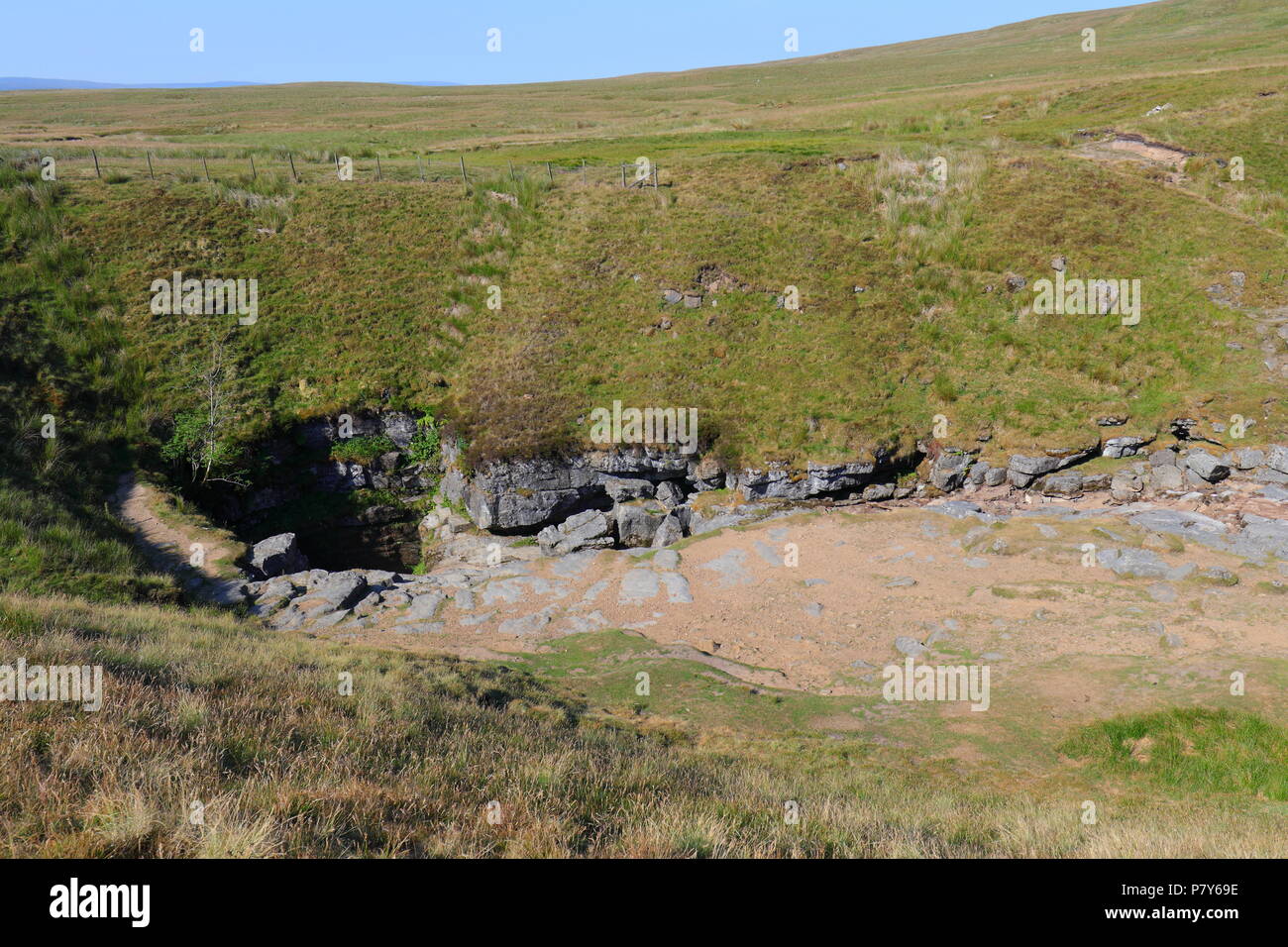 The outside of Gaping Gill which is located on Ingleborough Mountain in