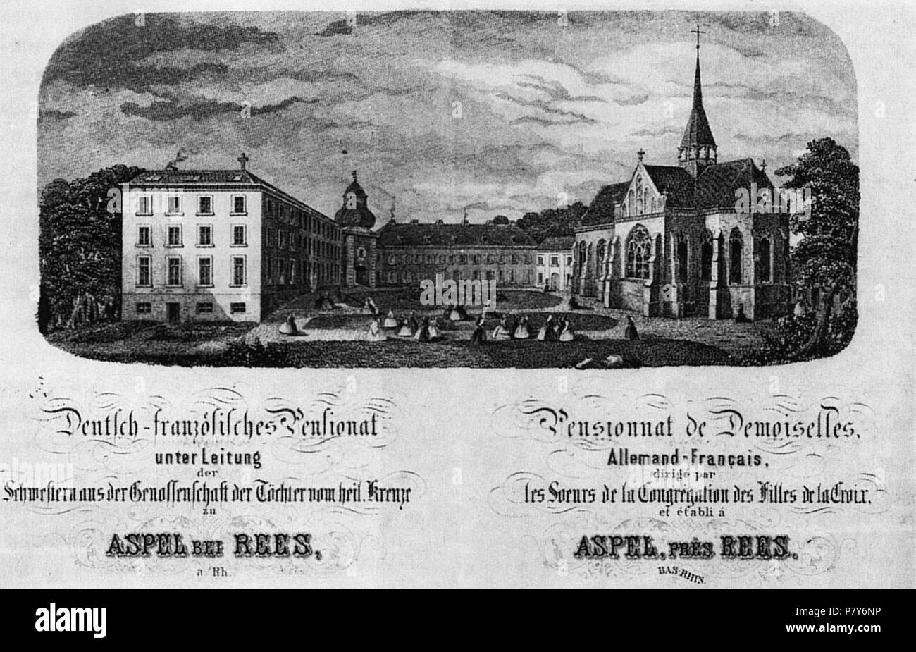 Deutsch: Werbung für das auf Haus Aspel beheimatete Mädchenpensionat . before 1871 188 Haus Aspel Anzeige vor 1871 Stock Photo