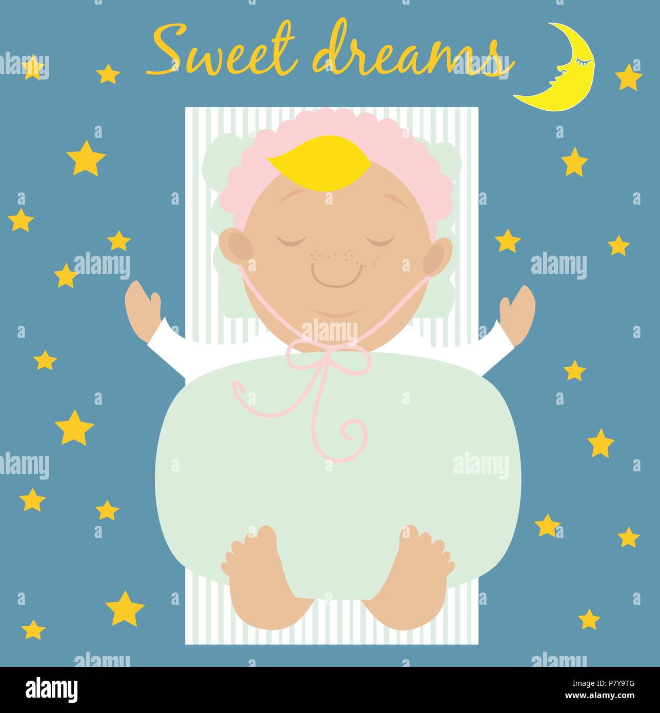 Illustration with cute sleeping baby Stock Vector Image & Art - Alamy