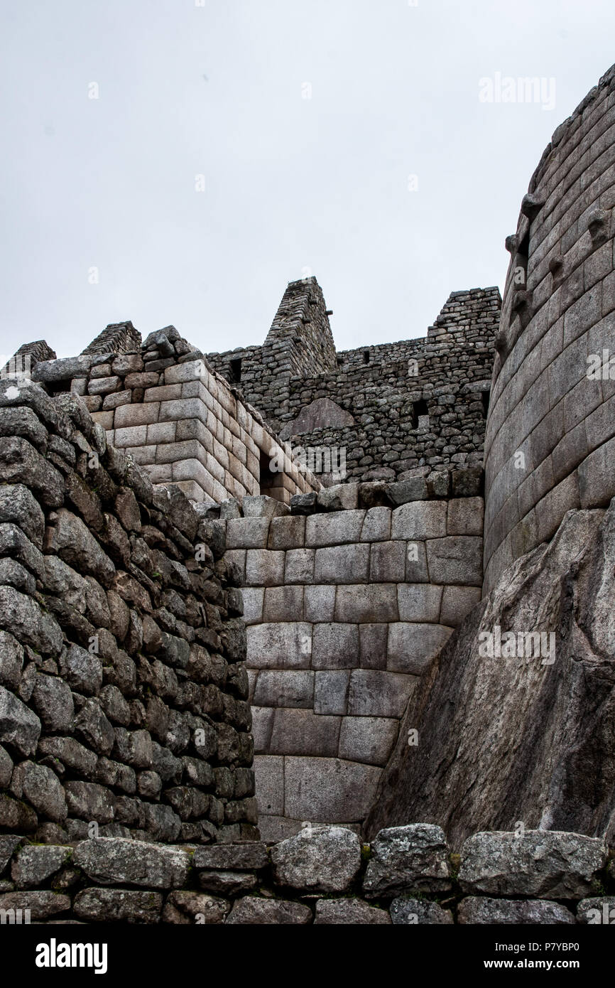 Stone ancient ruins along the Inca Trail to Machu Picchu in Peru Stock ...