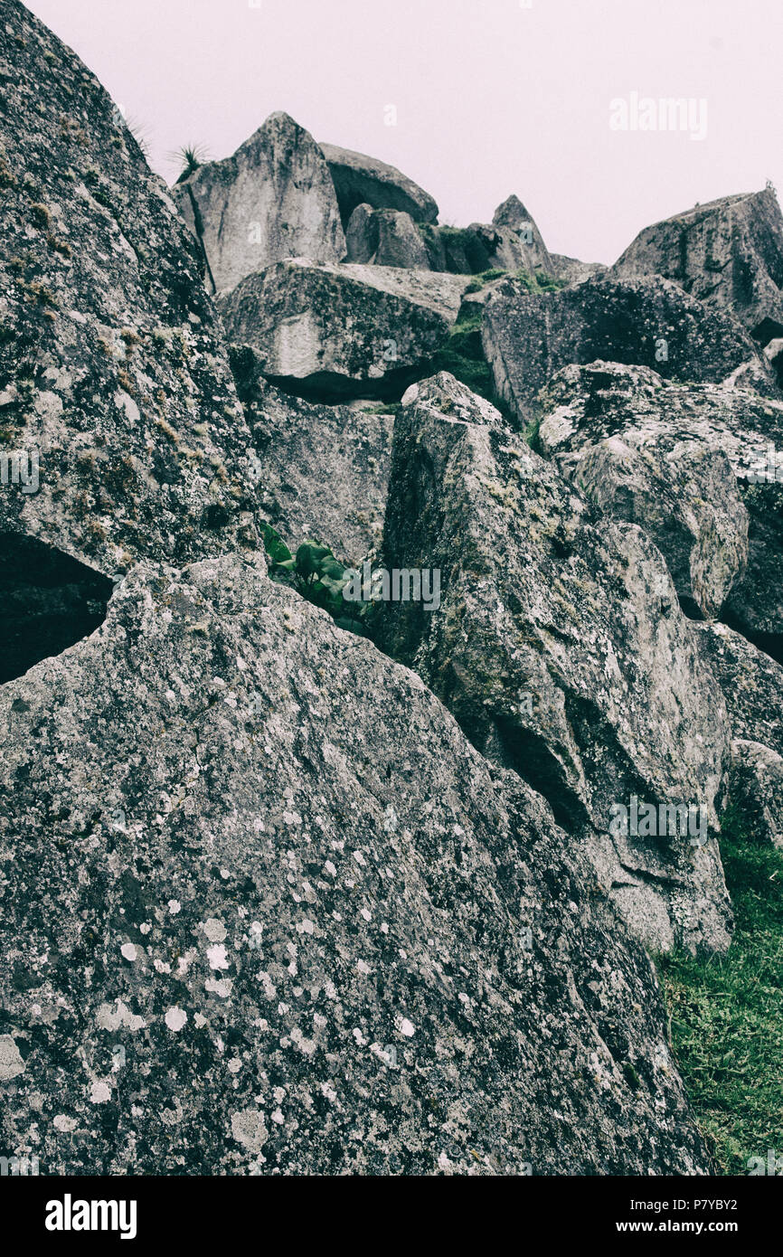 Stone ancient ruins along the Inca Trail to Machu Picchu in Peru Stock ...