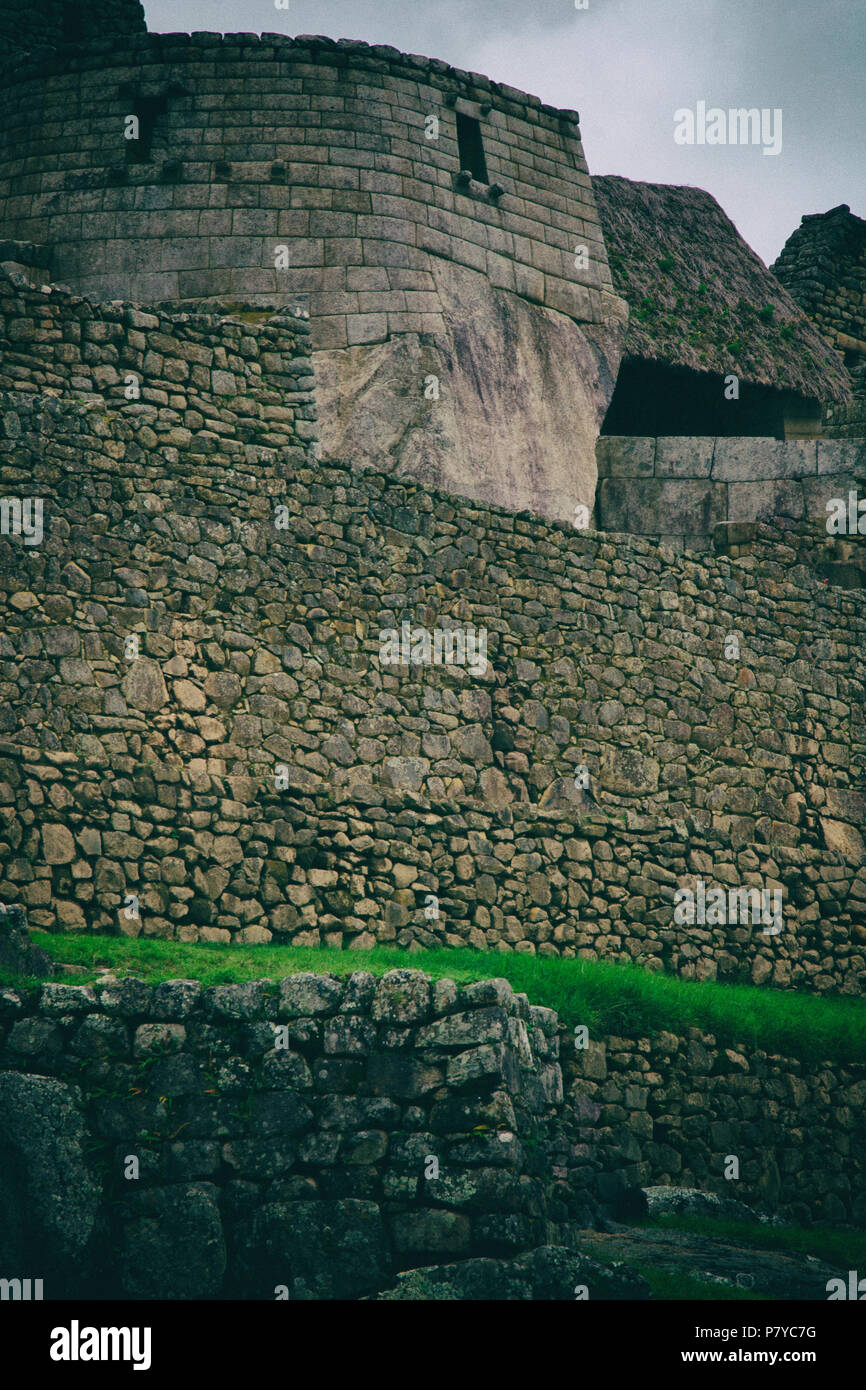 Stone ancient ruins along the Inca Trail to Machu Picchu in Peru Stock ...
