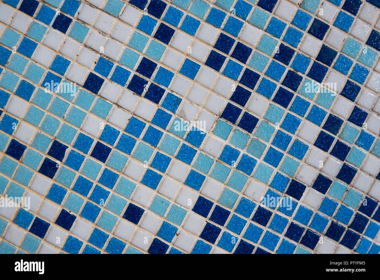 Blue and white tile wall facade. Stock Photo