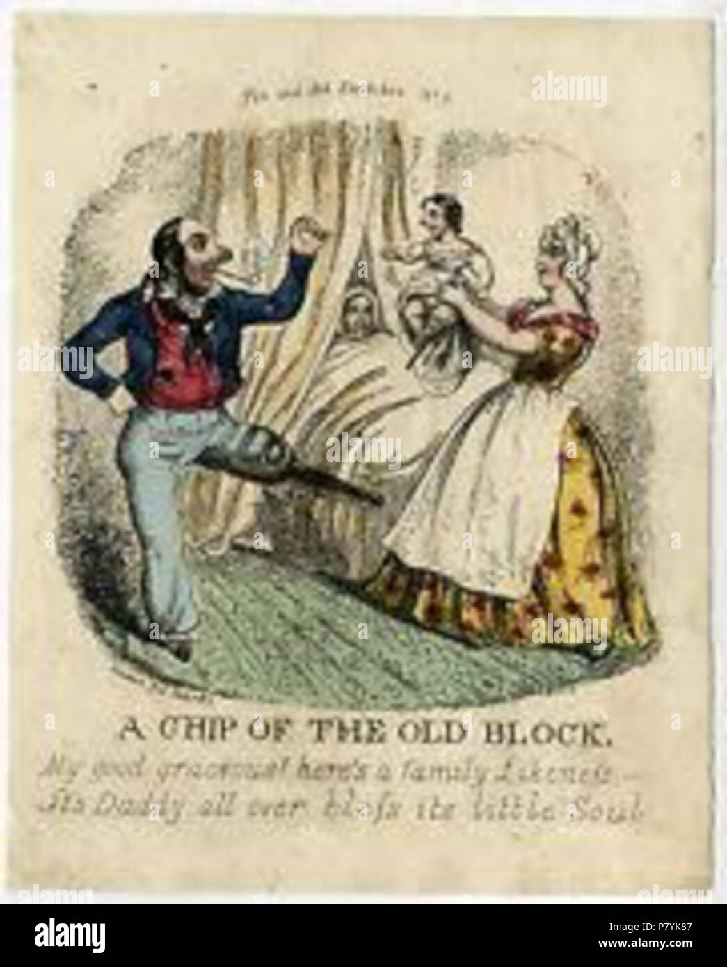 Français : Affiche satirique illustrant la transmission des caractères acquis . circa 1835 218 Jambe de bois Stock Photo