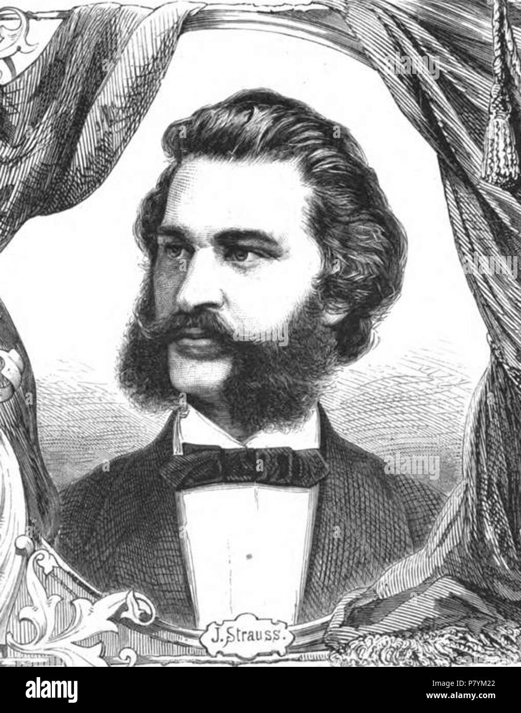 Deutsch: Johann Strauß (Sohn), berühmter österreichisch-deutscher Komponist. 1870 221 Johann Strauss (IZ 54-1870 S 88) Stock Photo