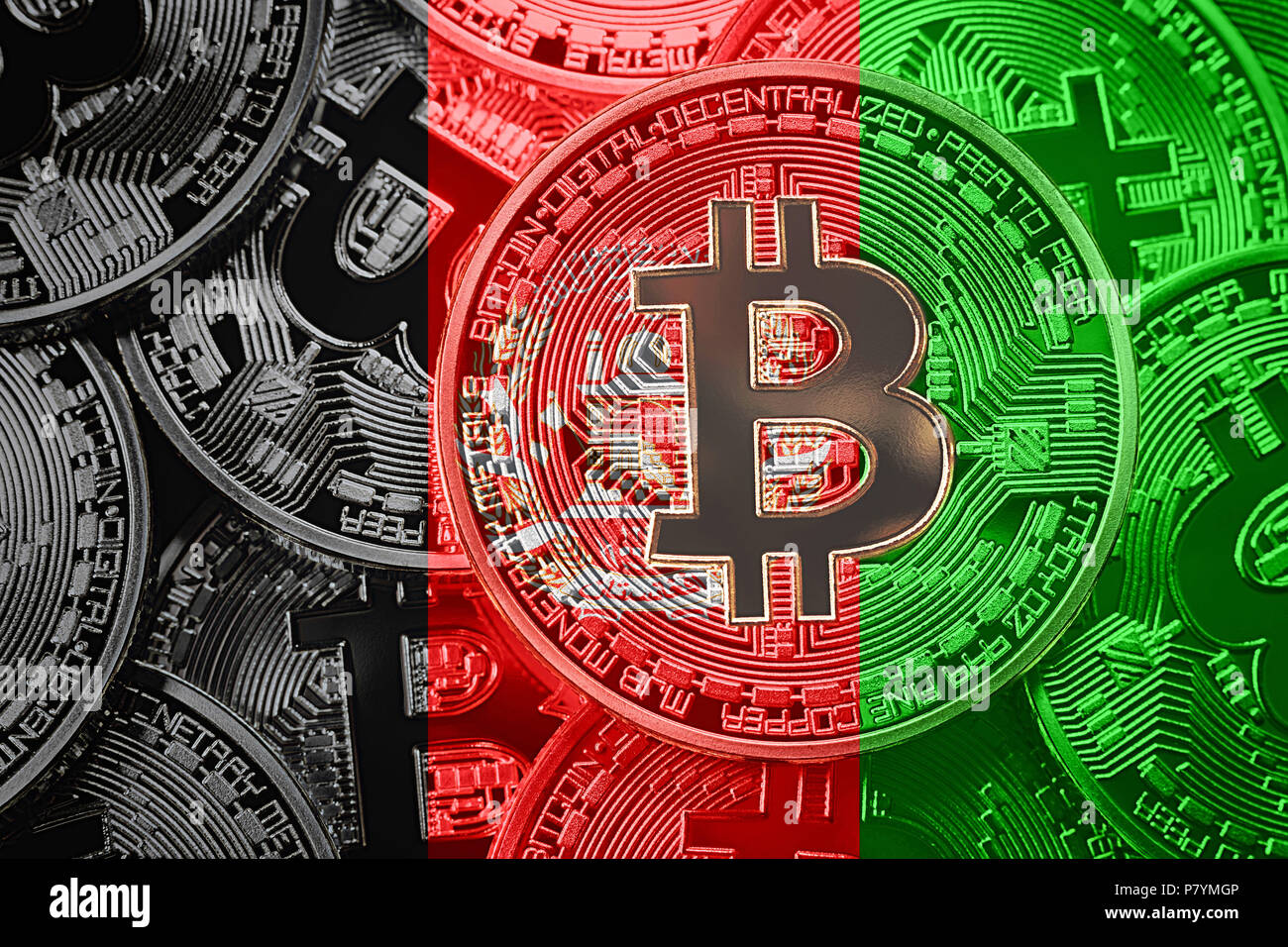 Stack of Bitcoin Afghanistan flag. Bitcoin cryptocurrencies concept. BTC  background Stock Photo - Alamy