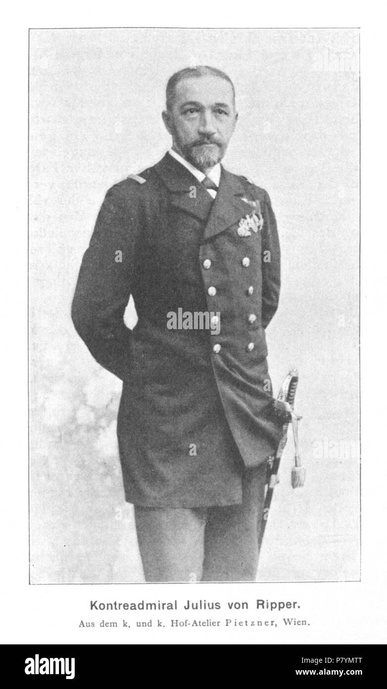 English: Portrait of Juliusz Ripper (1847-1914), in German mentioned as Julius von Ripper, an Austrian admiral. 6 September 1902 224 Julius von Ripper 1902 Pietzner Stock Photo