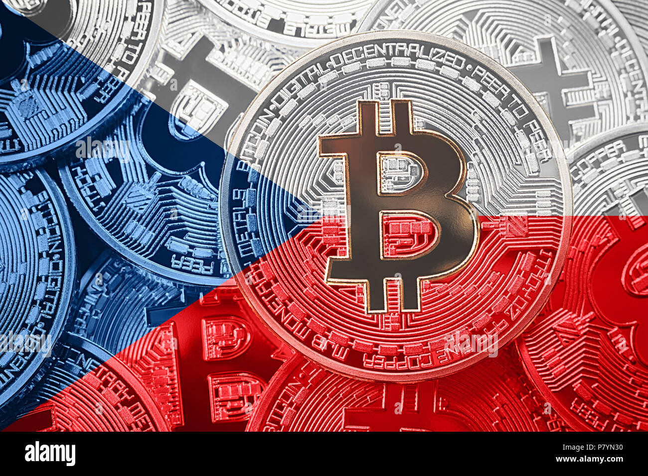 Stack of Bitcoin Czech Republic flag. Bitcoin cryptocurrencies concept. BTC  background Stock Photo - Alamy