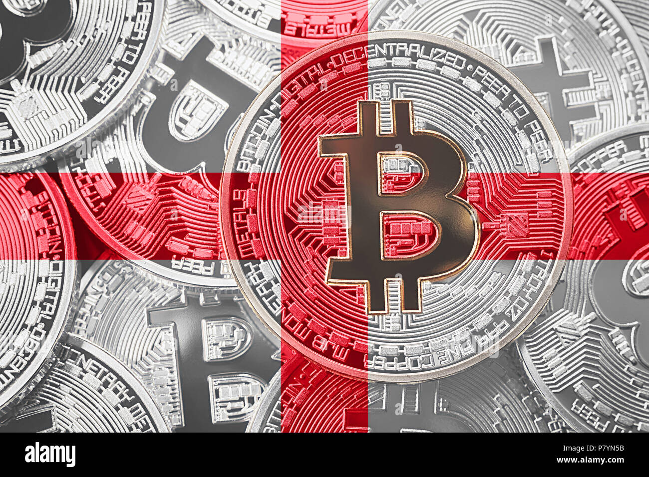 Stack of Bitcoin England flag. Bitcoin cryptocurrencies concept. BTC  background Stock Photo - Alamy