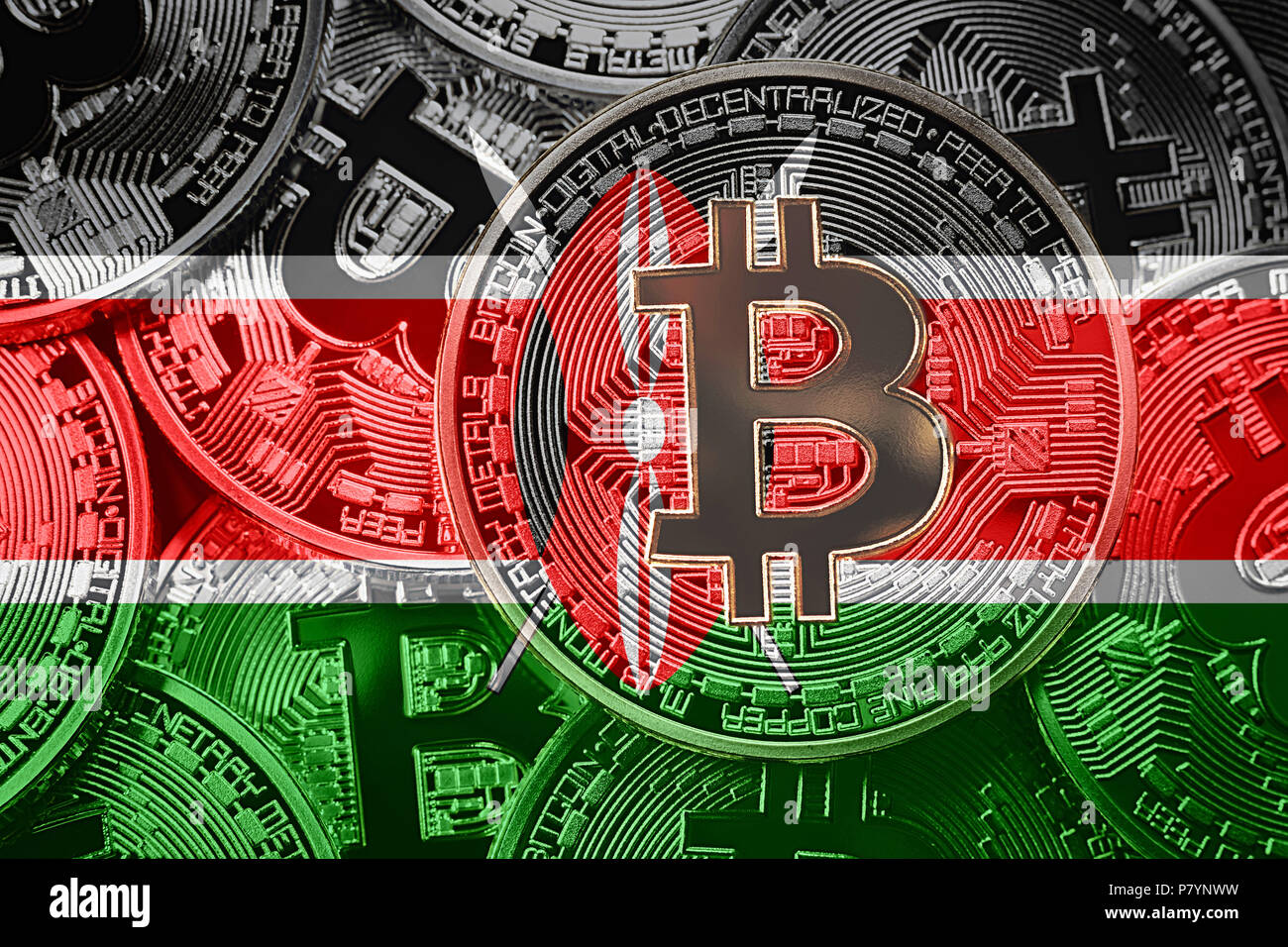 Stack Of Bitcoin Kenya Flag Bitcoin Cryptocurrencies Concept Btc - 