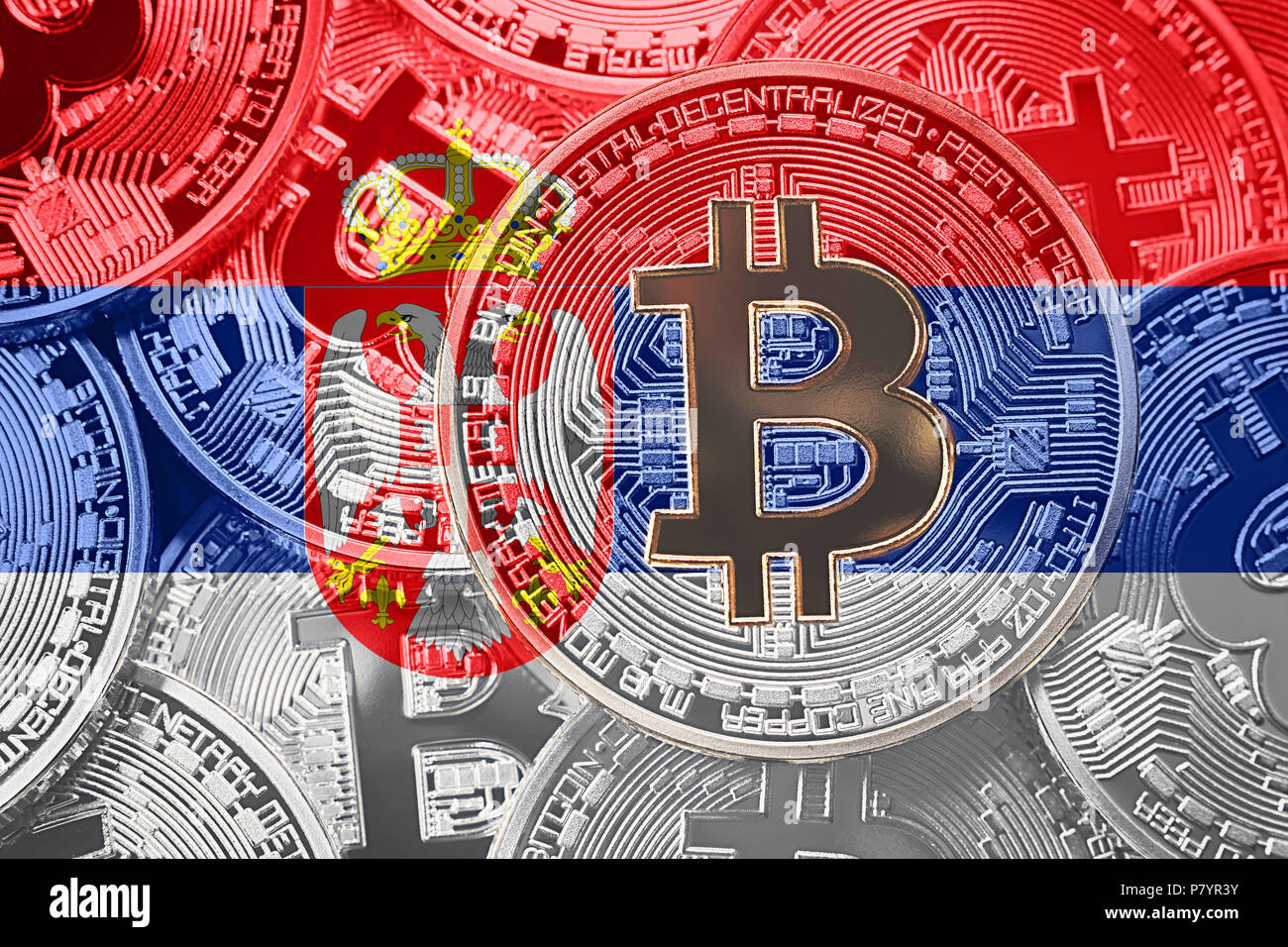 Stack of Bitcoin Serbia flag. Bitcoin cryptocurrencies concept. BTC  background Stock Photo - Alamy