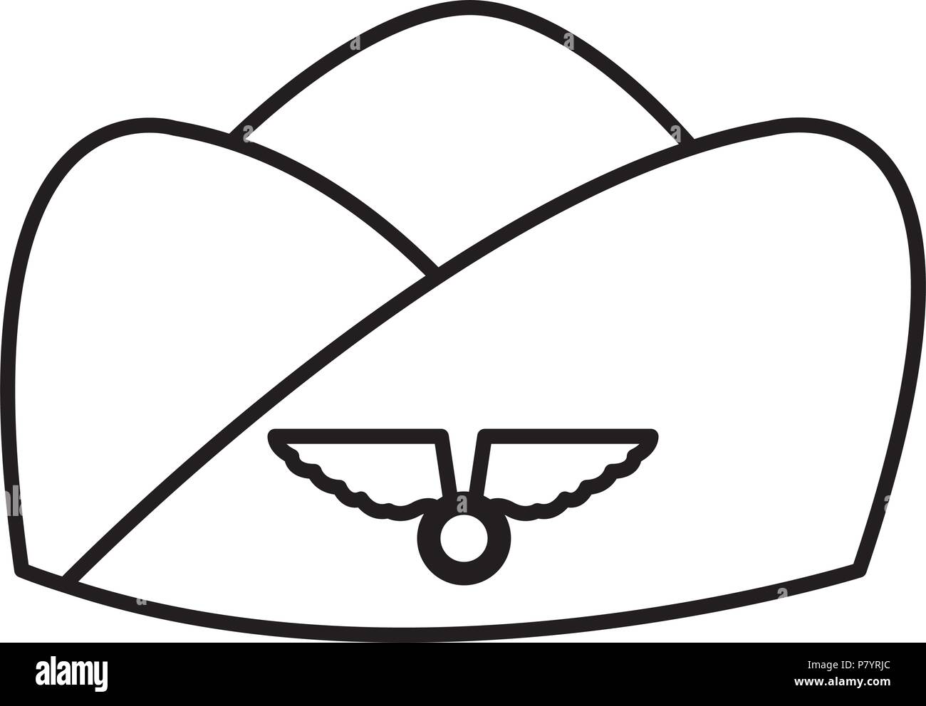 line stewardess hat uniform style with emblem Stock Vector Image