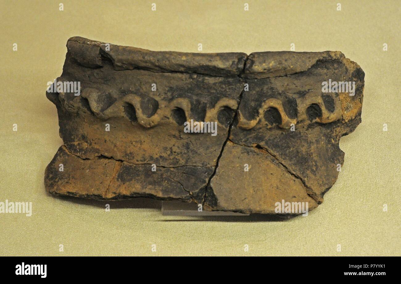 Poland. Prehistory. Neolithic. Fragment of a decorated vessel ...