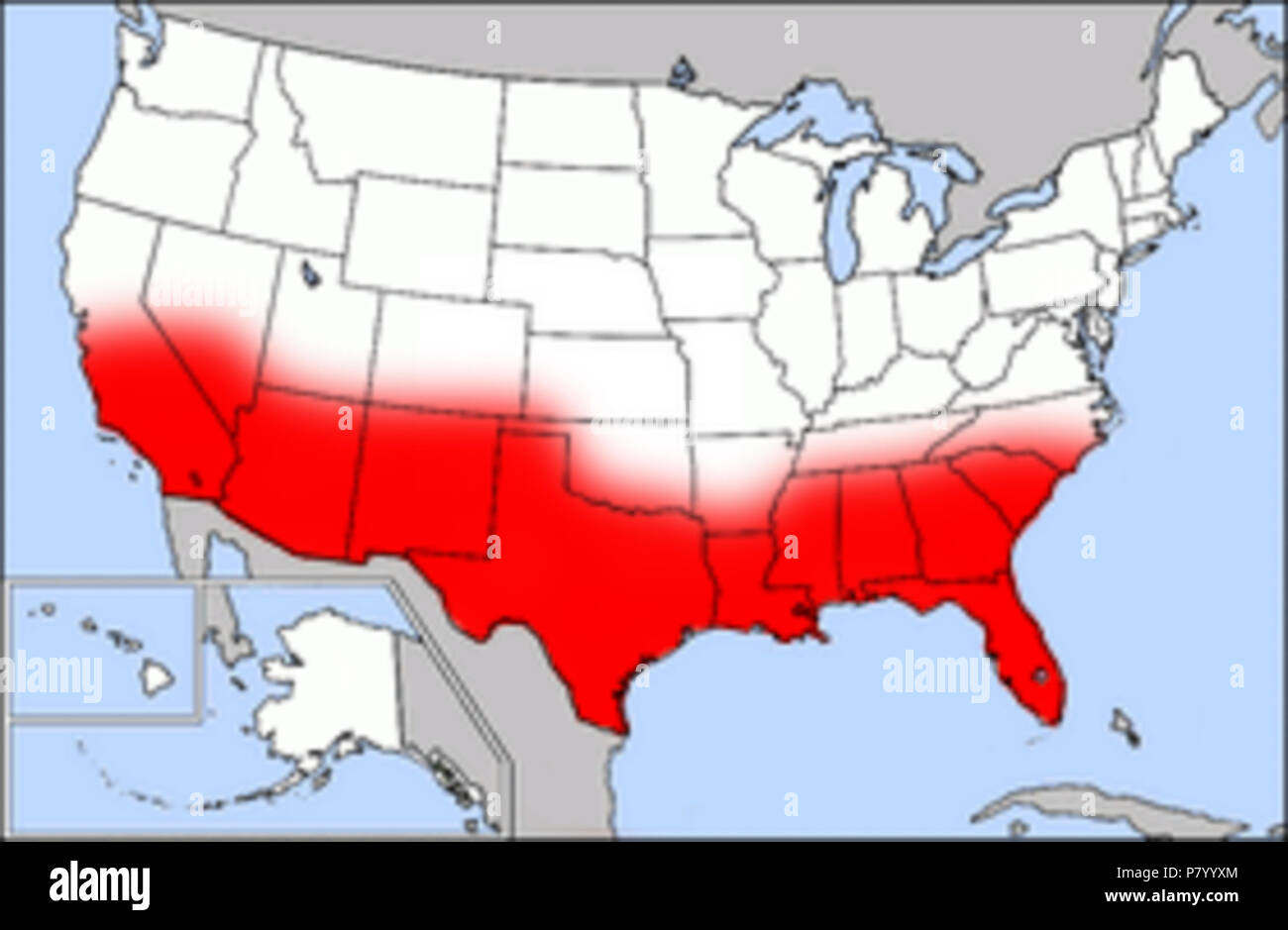 258 Map of USA highlighting Sun Belt Stock Photo Alamy