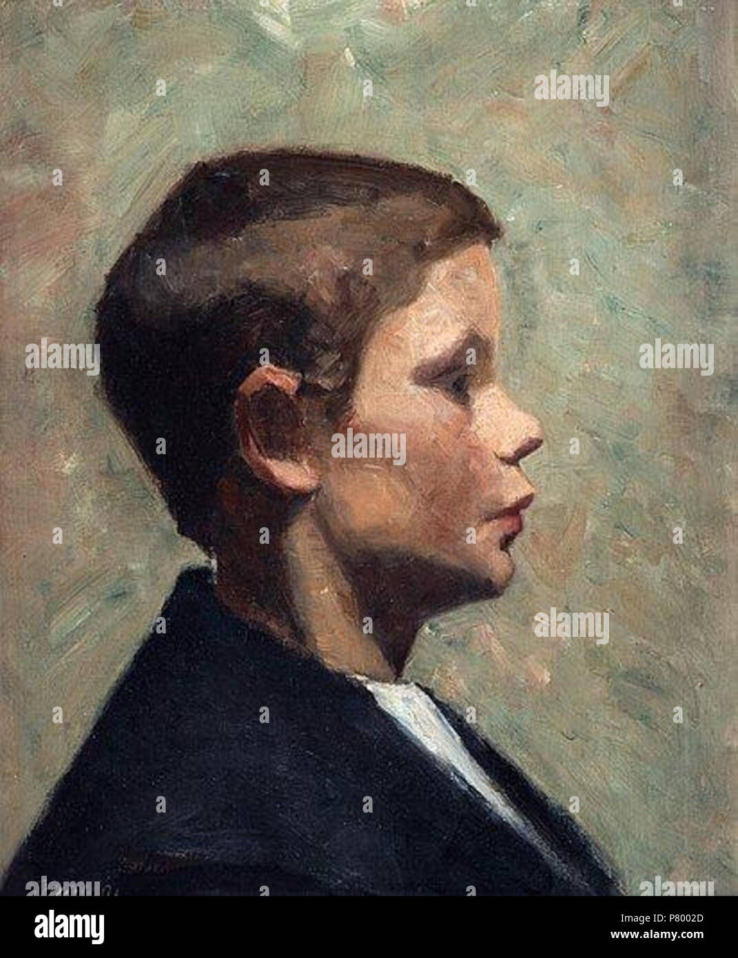 English: Young Boy in Profile . 1886 259 Marie Kroyer Young boy in profile Stock Photo