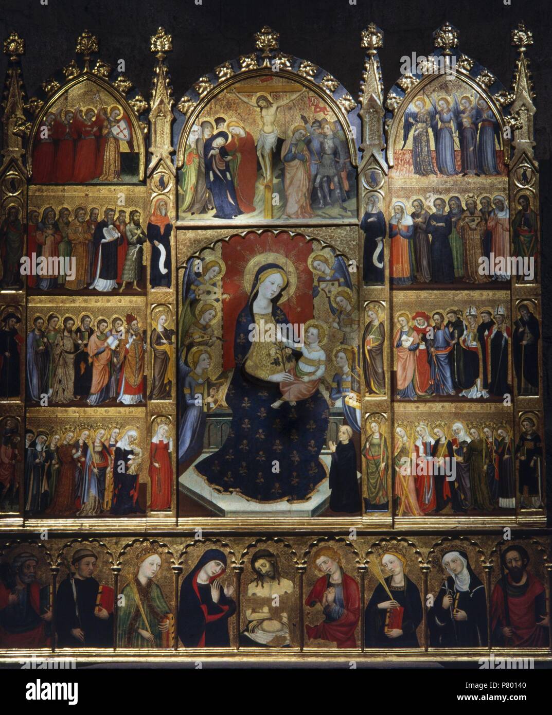 Retablo de Santa María de todos los Santos, 1375.  Pintura sobre tabla. Monasterio de Sant Cugat del Vallès (el Vallès Occidental). Stock Photo