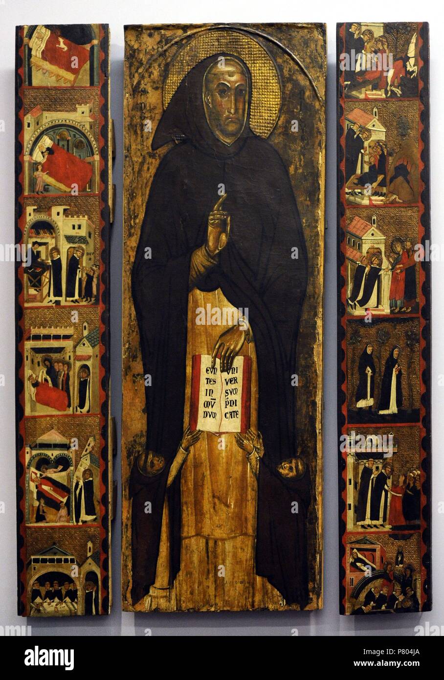 Attributed to Giovanni da Taranto (documented in 1304). Italian painter. Saint Dominic and the history of his life, about 1305. Triptych. Tempera on table. National Museum of Capodimonte. Naples. Italy. Stock Photo