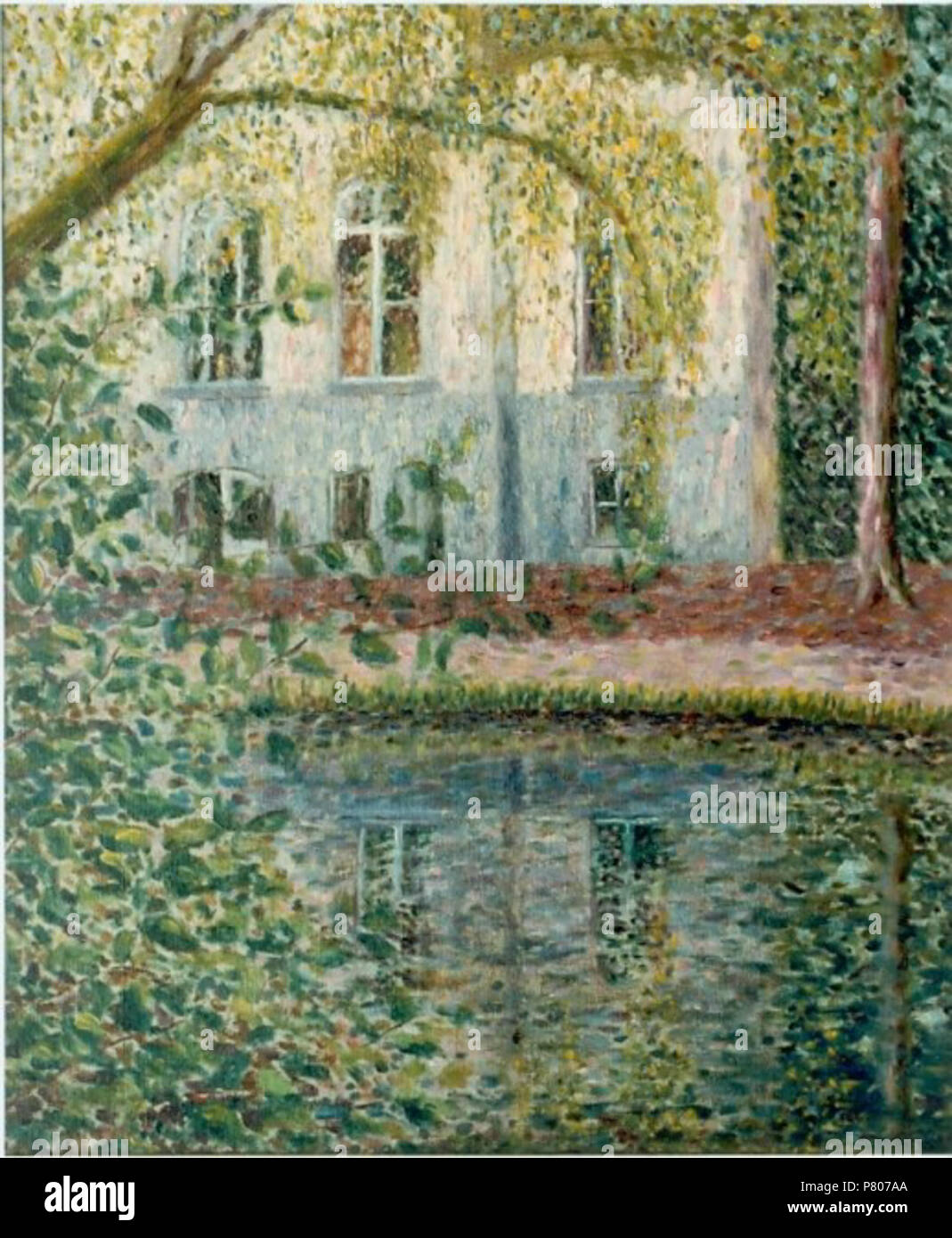 English Meer met huis . circa 1900 287 Niekerk Meer met huis Stock