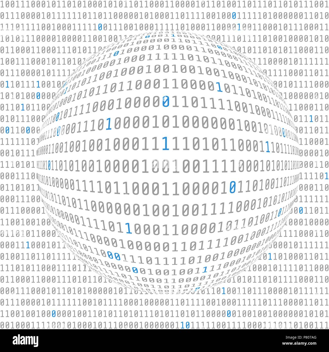 Binary data view. cybersecurity. binary code concave hemisphere with allocated key bits. vector Stock Vector