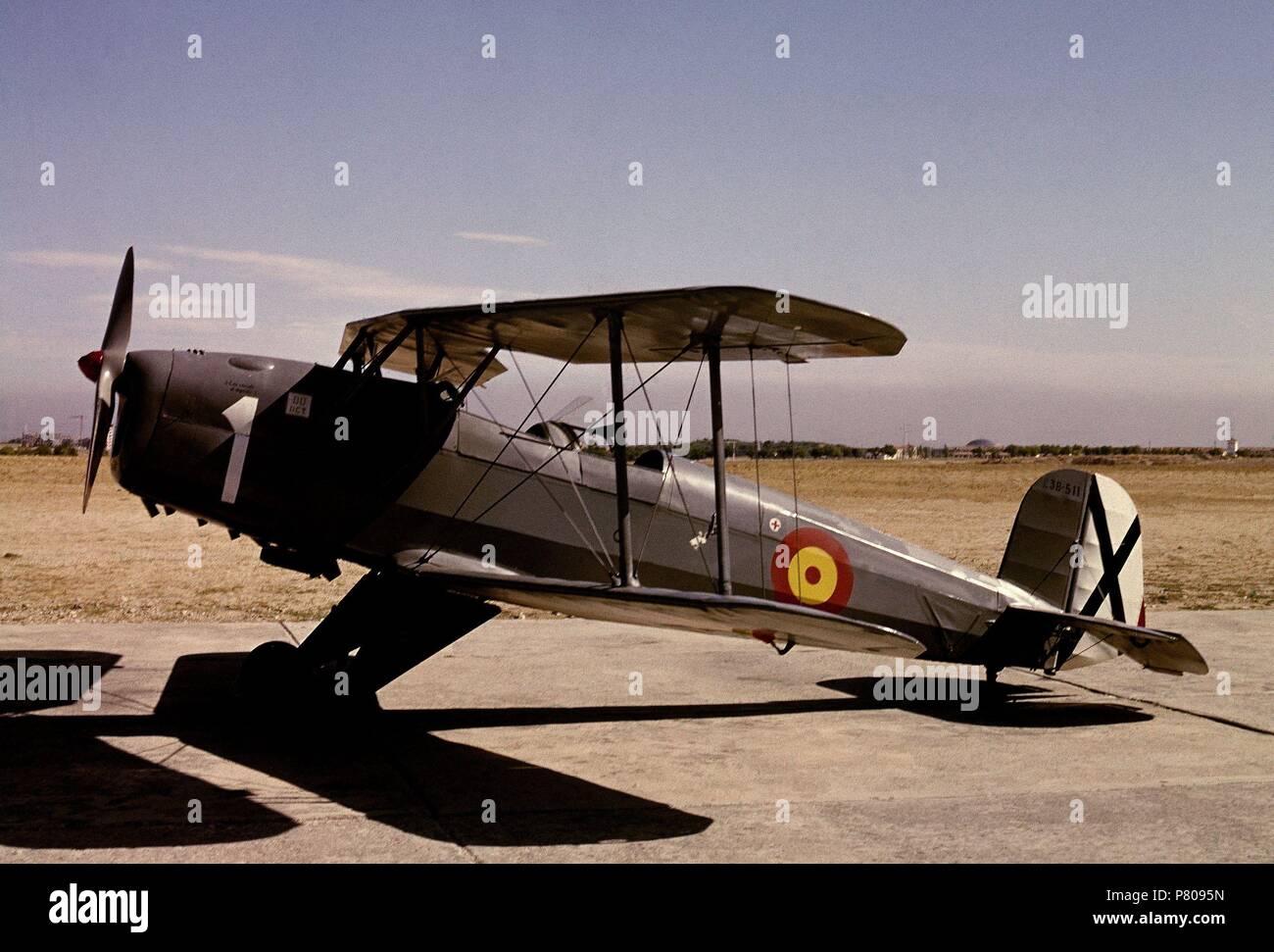 AVION BIPLANO A ELICE DE LOS AÑOS 60. Location: C. A. S. A, GETAFE, MADRID, SPAIN. Stock Photo