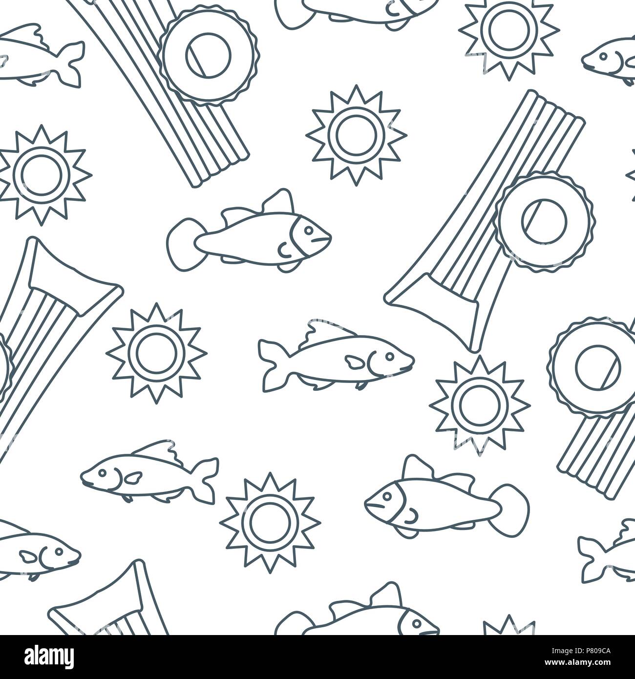 Seamless pattern with inflatable mattress, inflatable circle. Summer leisure. Stock Vector