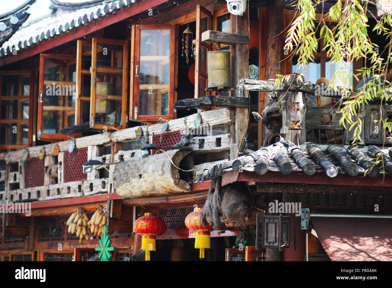 Chinese restaurant in lijiang ancient town, yunnan province，china Stock Photo