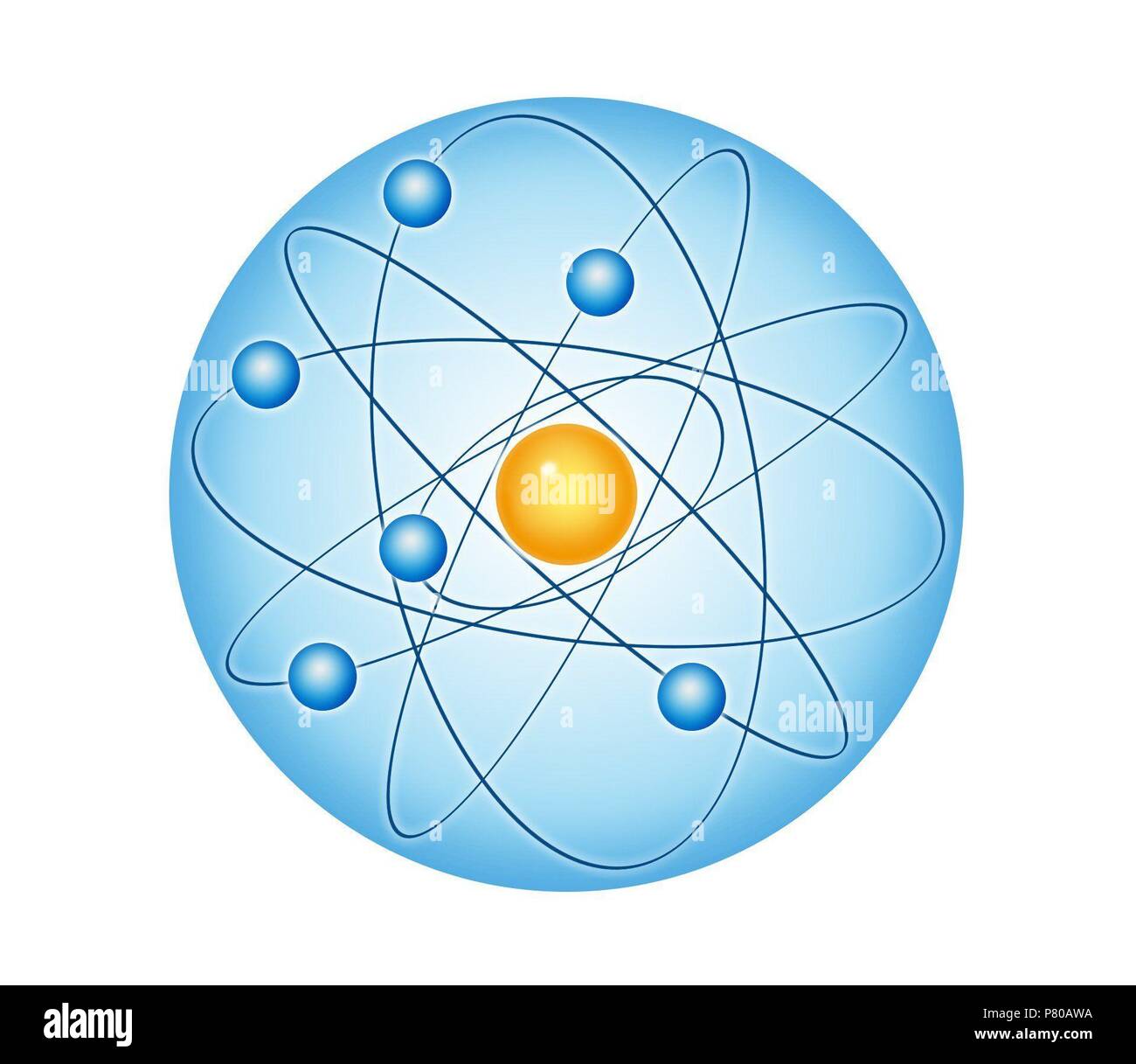 Atom. Atomic model of Rutherford. Stock Photo