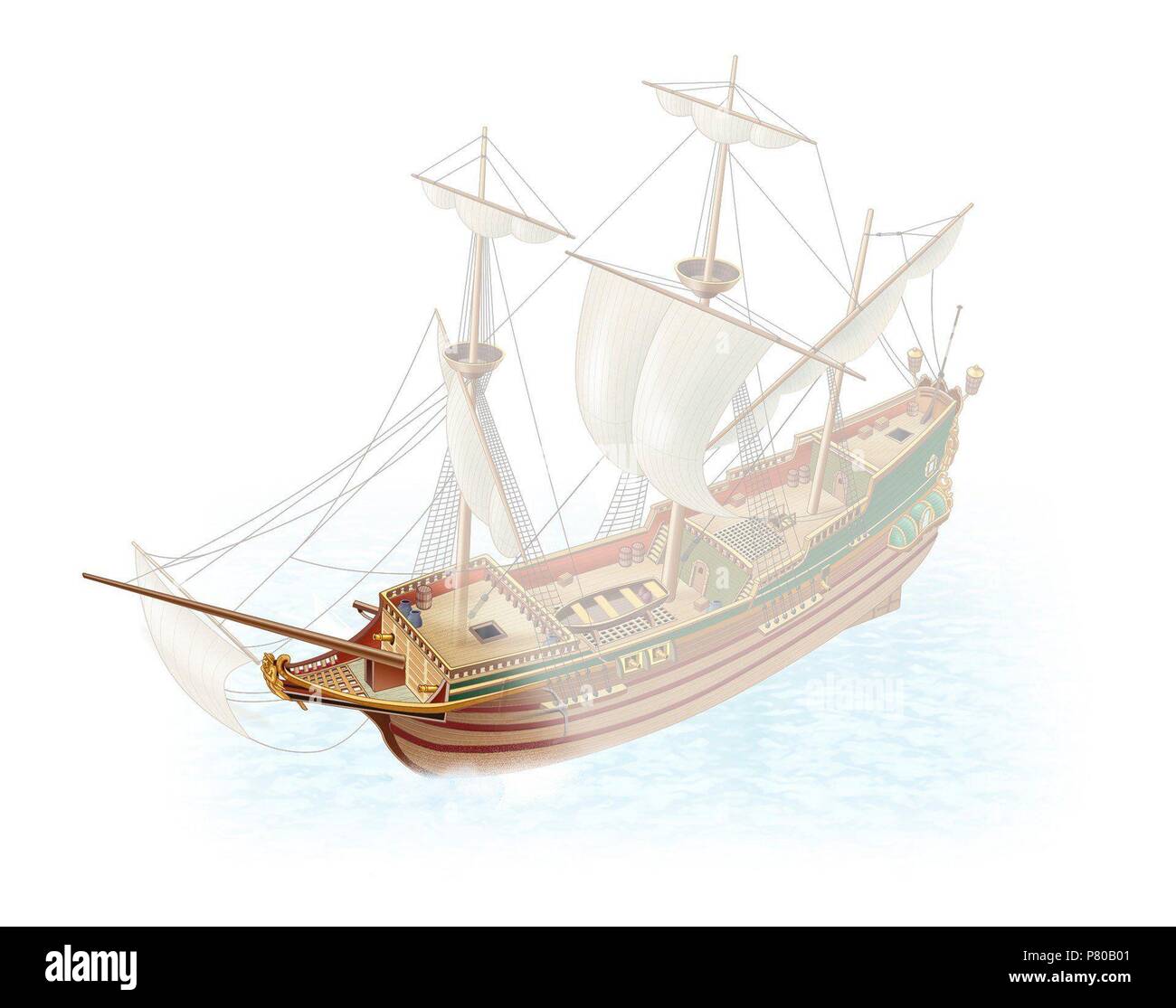 Prow of a caravel. Stock Photo