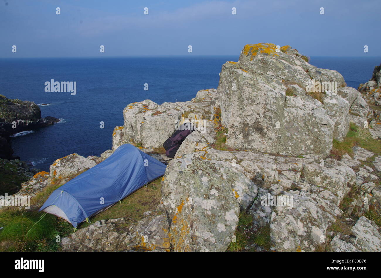 Wild camping. South west coast path. John o' groats (Duncansby head) to  lands end. Cornwall. End to end trail. England. UK Stock Photo - Alamy